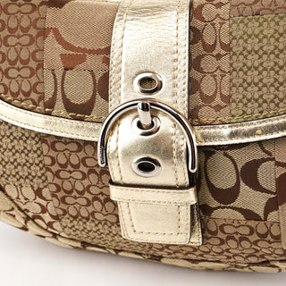 Coach F12316 Beige Gold Patchwork Soho Shoulder Bag