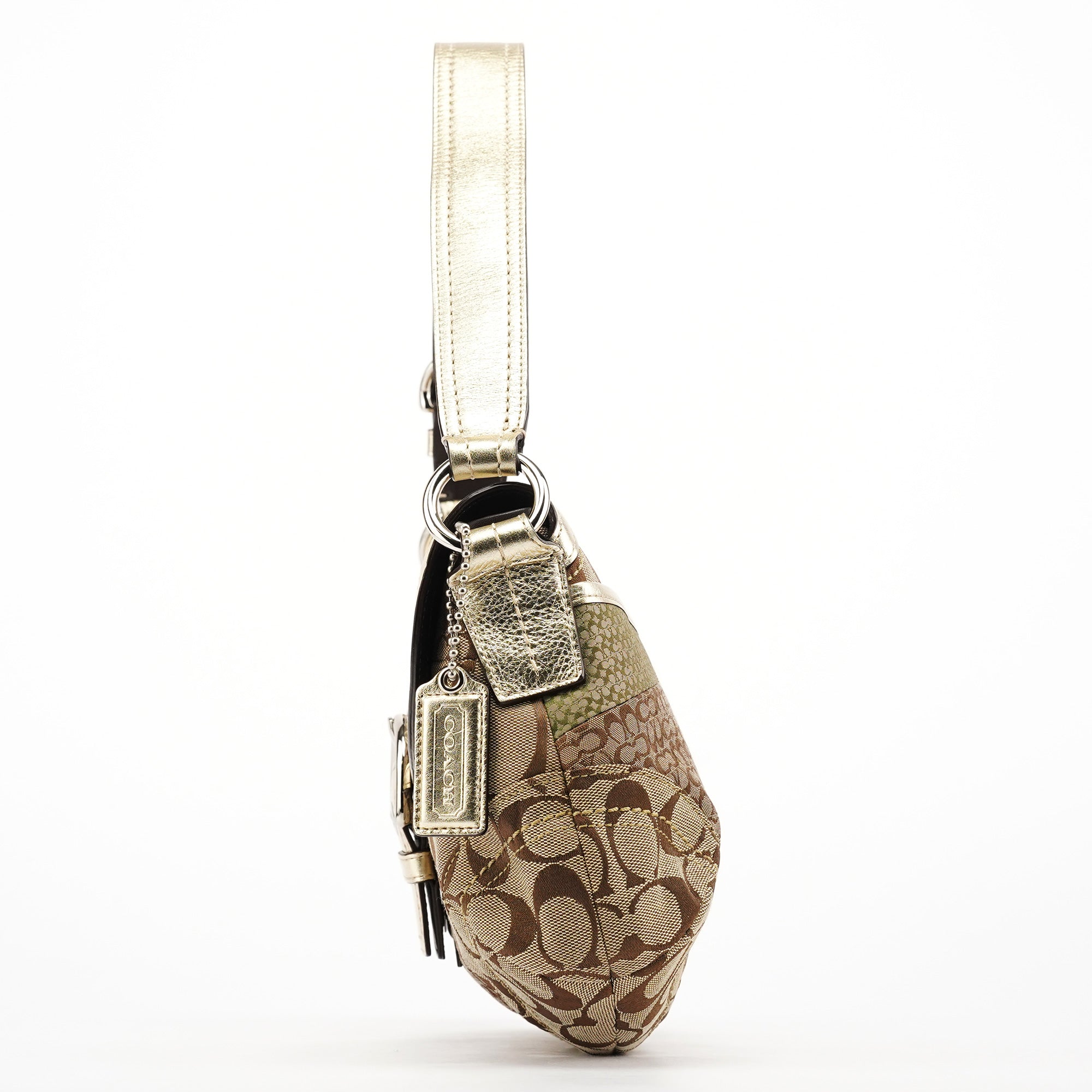 Coach F12316 Beige Gold Patchwork Soho Shoulder Bag