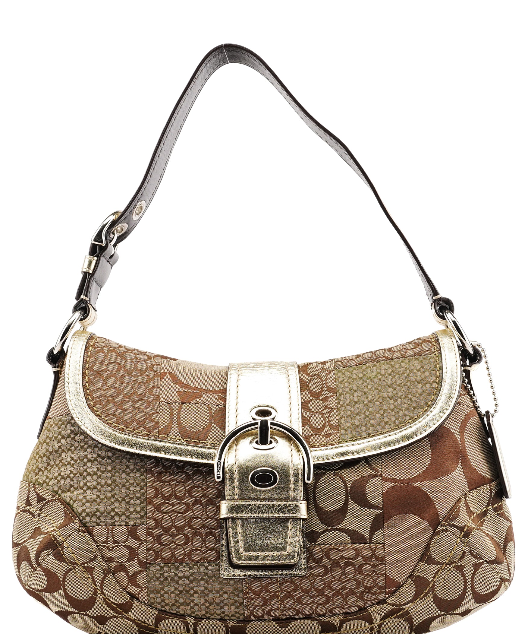 Coach F12316 Beige Gold Patchwork Soho Shoulder Bag
