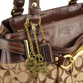 Coach F12467 Beige Brown Hamptons Tote Bag