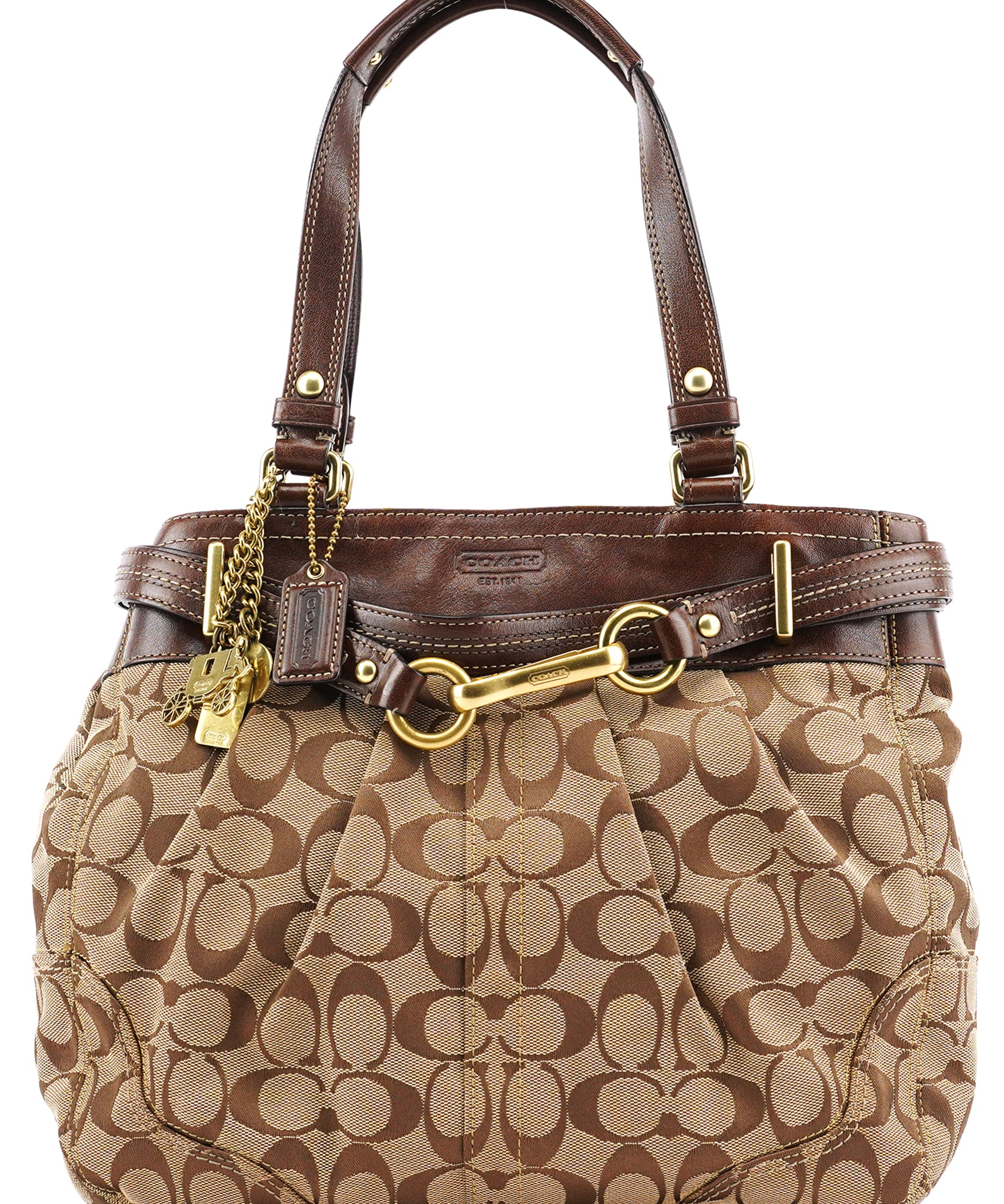 Coach F12467 Beige Brown Hamptons Tote Bag