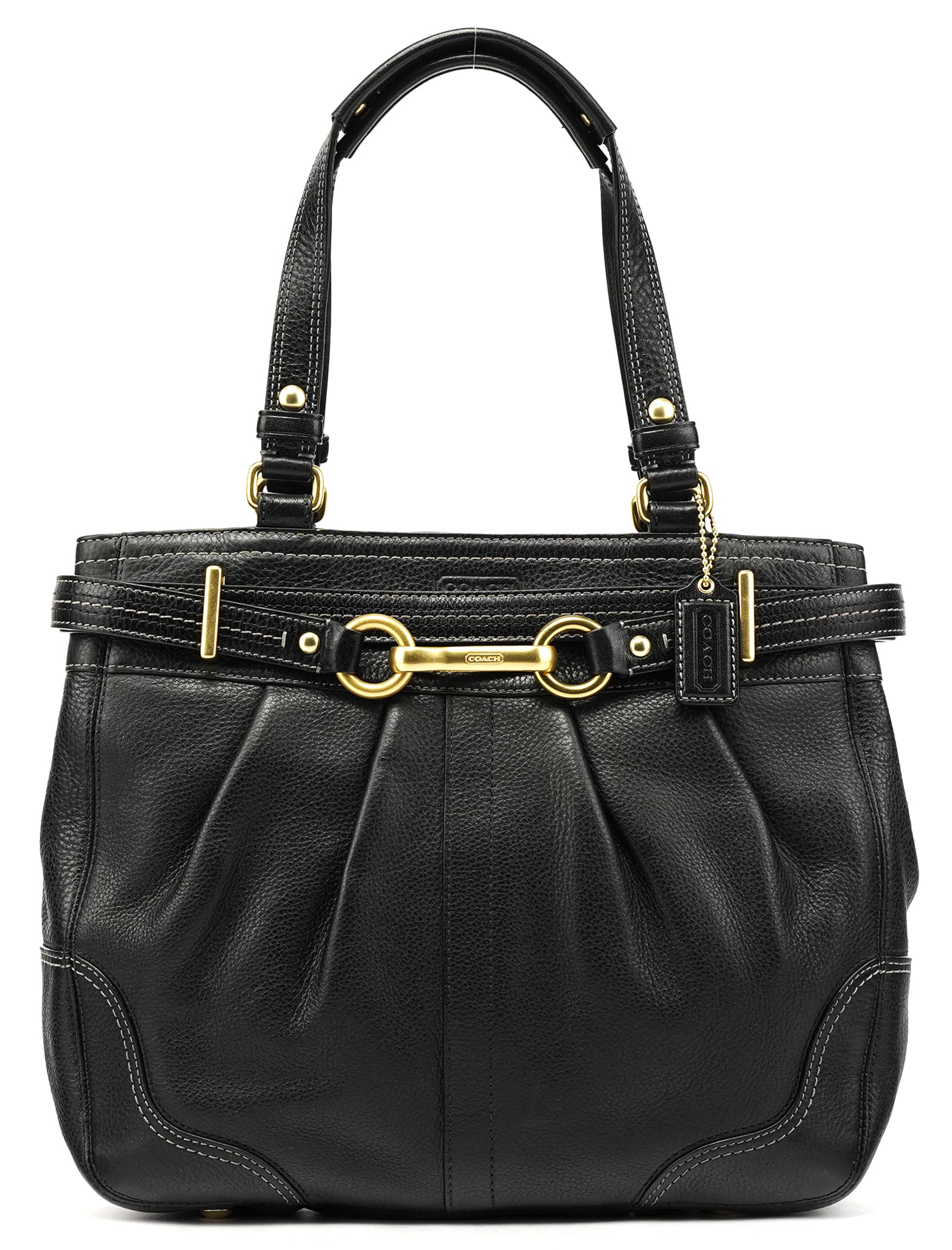 Coach F12476 Black Pebbled Leather Hamptons Tote Bag