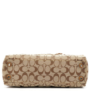 Coach F13065 Beige Brown Signature Hamptons Tote Bag