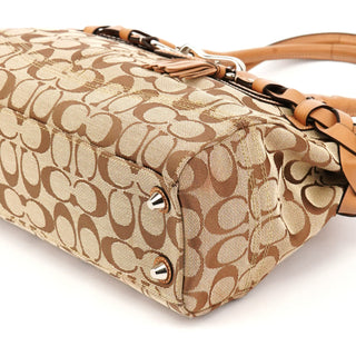 Coach F13065 Beige Brown Signature Hamptons Tote Bag