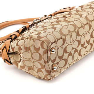 Coach F13065 Beige Brown Signature Hamptons Tote Bag