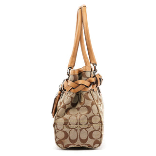 Coach F13065 Beige Brown Signature Hamptons Tote Bag