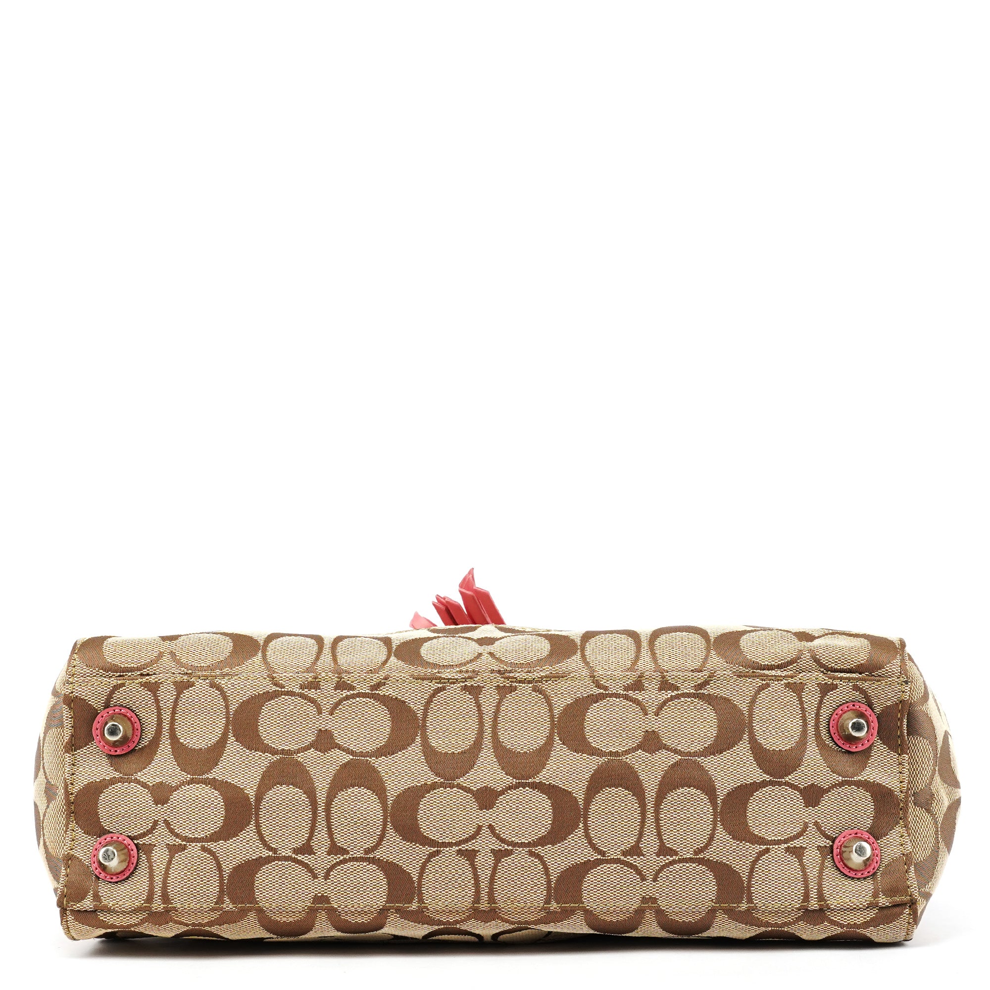 Coach F13065 Beige Pink Signature Hamptons Tote Bag