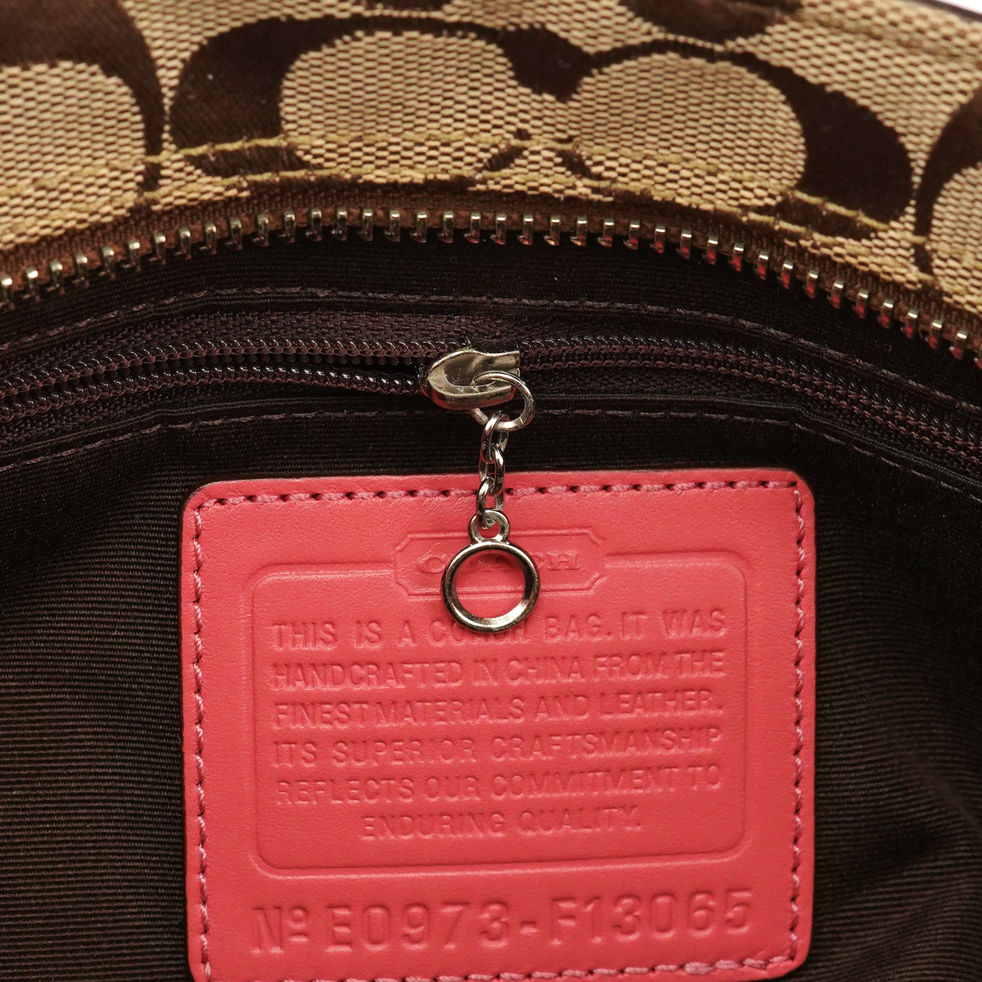Coach F13065 Beige Pink Signature Hamptons Tote Bag