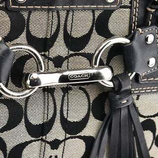 Coach F13065 Grey Black Signature Hamptons Tote Bag