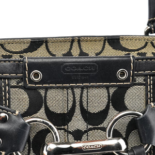 Coach F13065 Grey Black Signature Hamptons Tote Bag