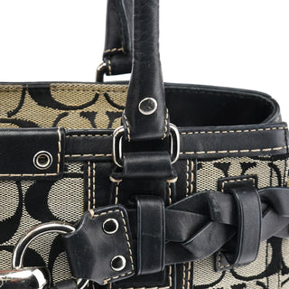 Coach F13065 Grey Black Signature Hamptons Tote Bag