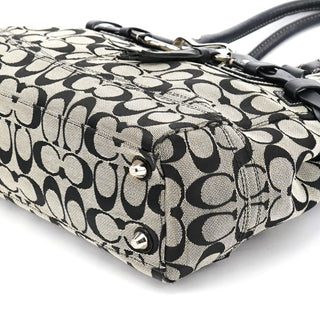 Coach F13065 Grey Black Signature Hamptons Tote Bag