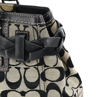 Coach F13065 Grey Black Signature Hamptons Tote Bag
