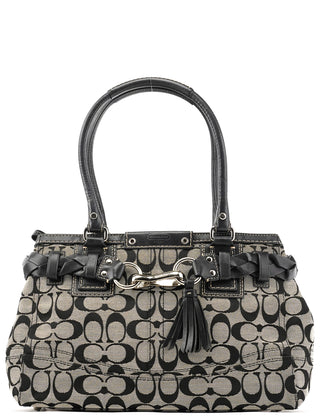 Coach F13065 Grey Black Signature Hamptons Tote Bag