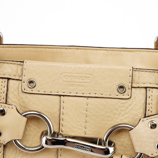 Coach F13087 Beige Pebbled Leather Hamptons Tote Bag