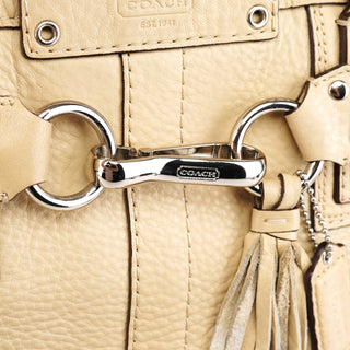 Coach F13087 Beige Pebbled Leather Hamptons Tote Bag