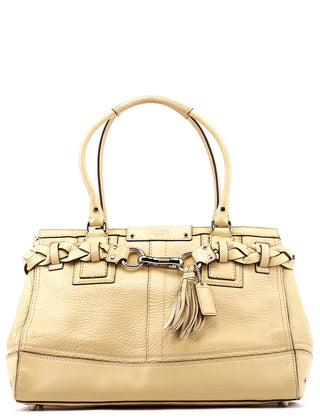 Coach F13087 Beige Pebbled Leather Hamptons Tote Bag