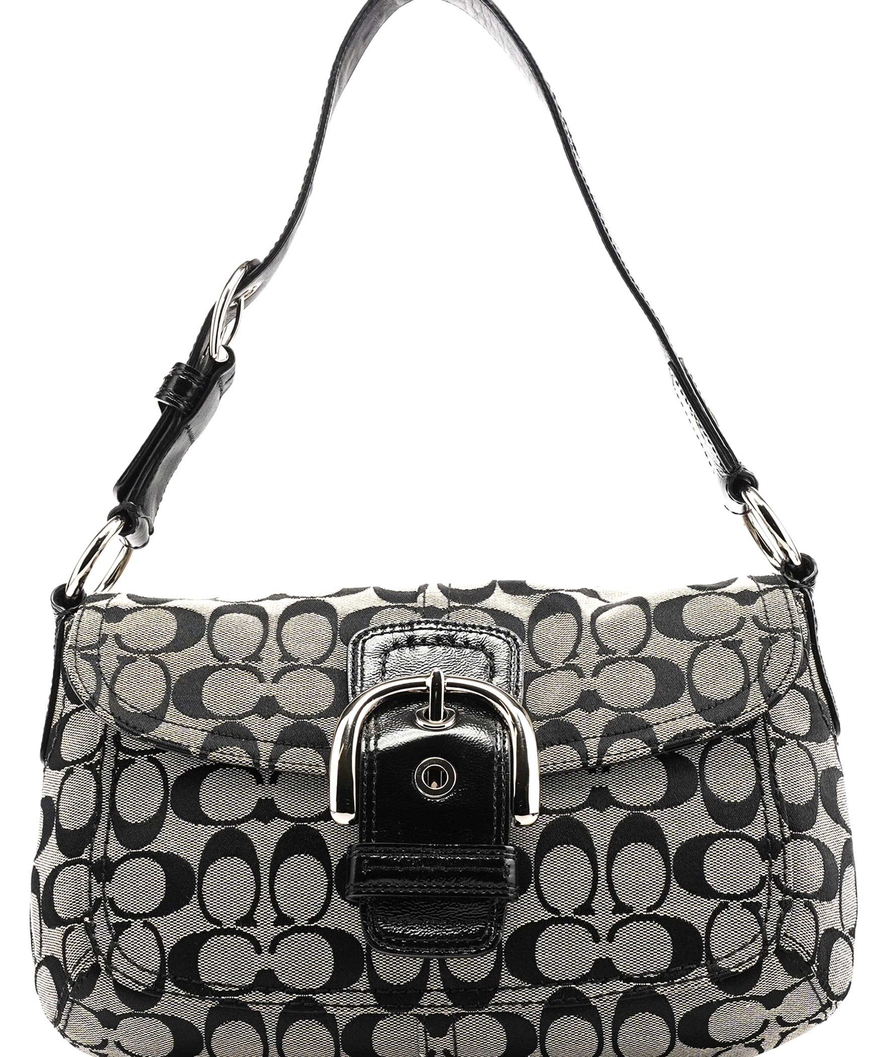 Coach F13113 Grey Black Signature Soho Shoulder Bag