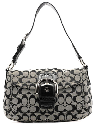 Coach F13113 Grey Black Signature Soho Shoulder Bag