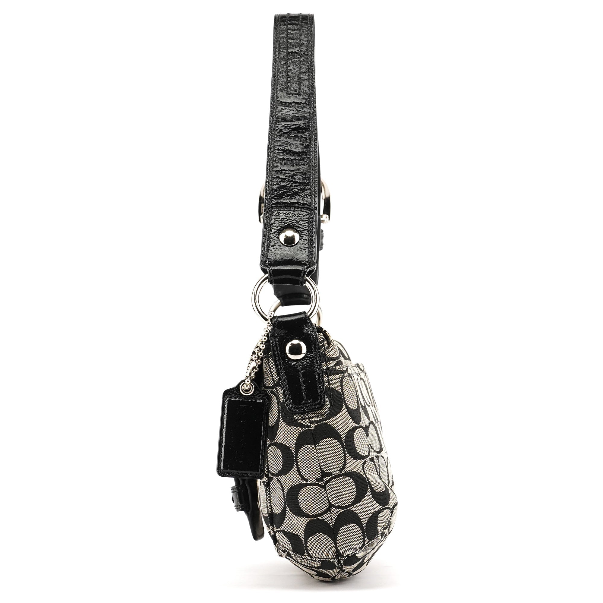 Coach F13113 Sac porté épaule Soho en toile Signature grise et noire