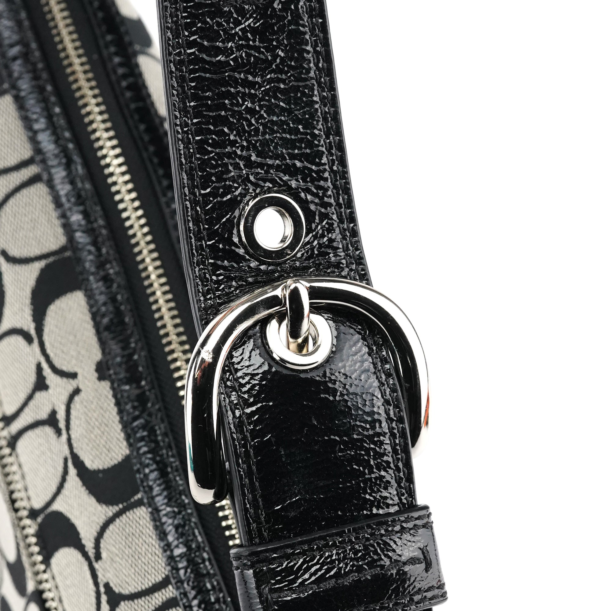 Coach F13114 Grey Black Signature Soho Shoulder Bag