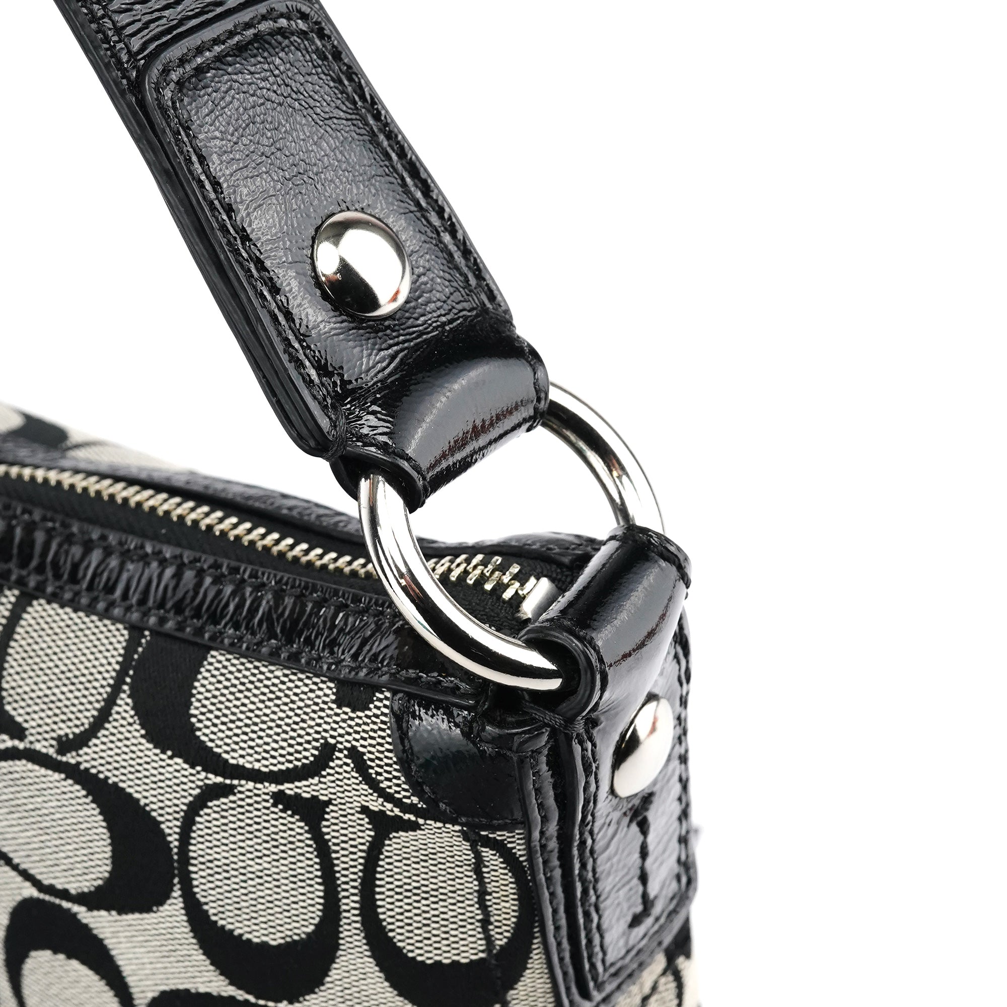 Coach F13114 Grey Black Signature Soho Shoulder Bag