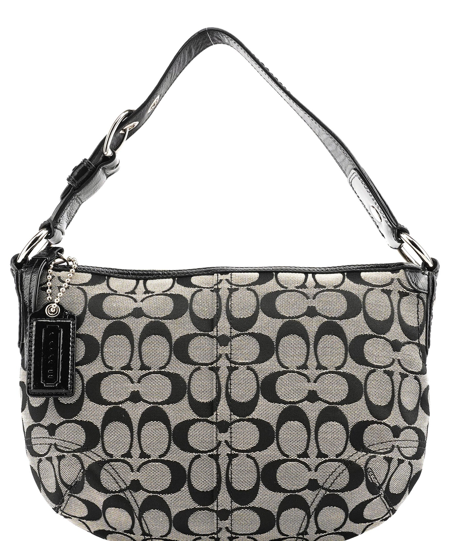 Coach F13114 Grey Black Signature Soho Shoulder Bag