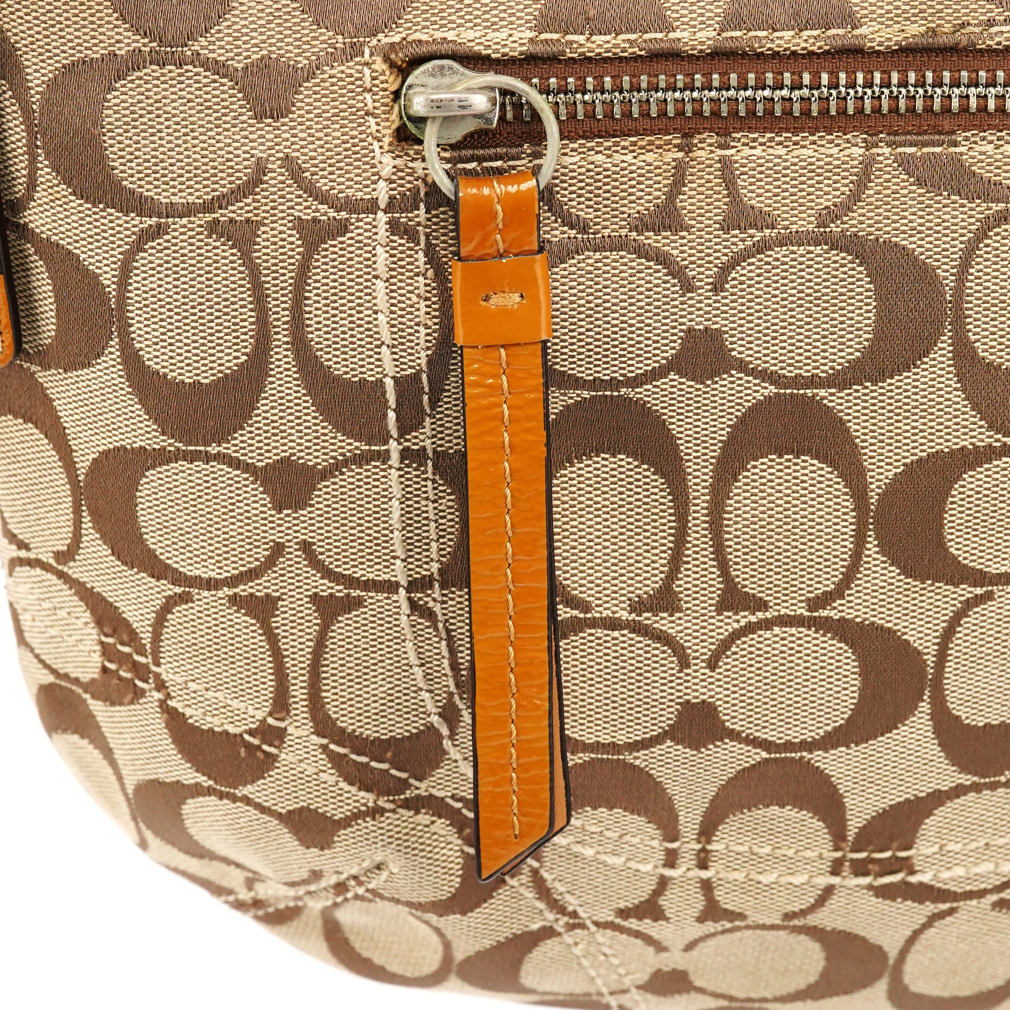 Coach F13115 Beige Signature Hobo Shoulder Bag