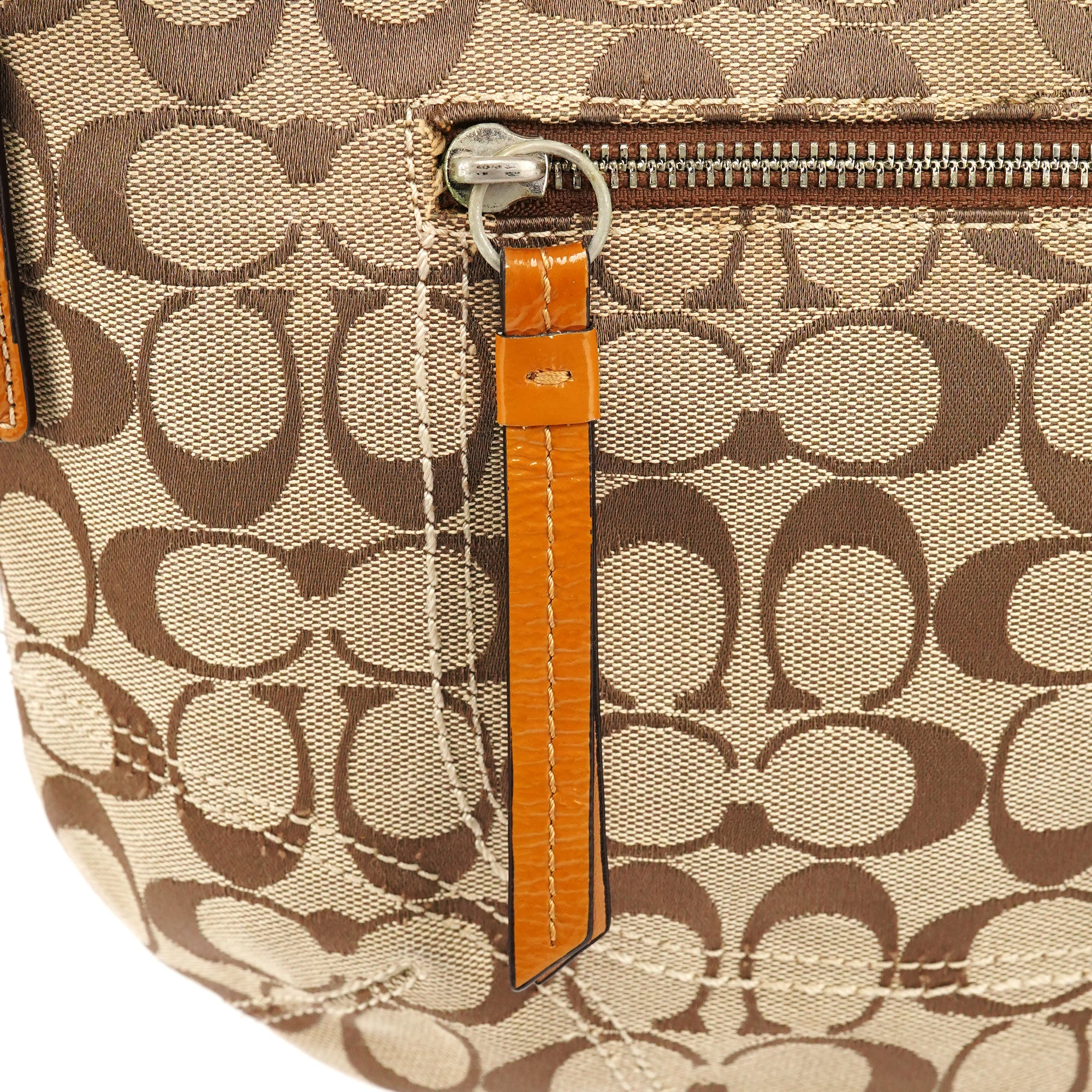 Coach F13115 Beige Signature Hobo Shoulder Bag