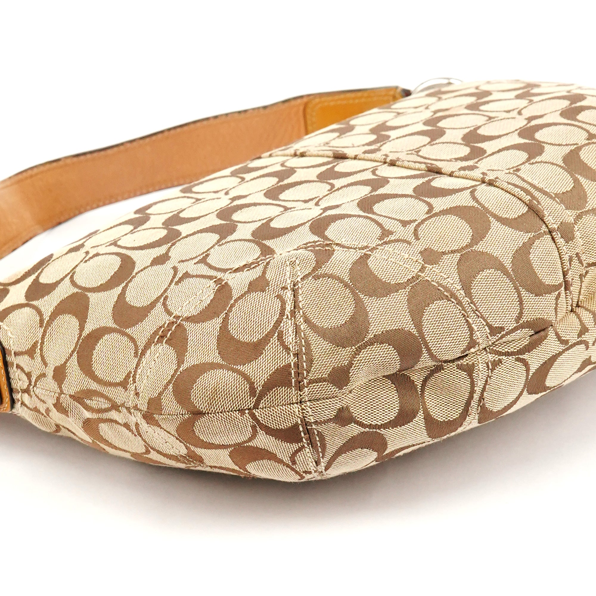 Coach F13115 Beige Signature Hobo Shoulder Bag