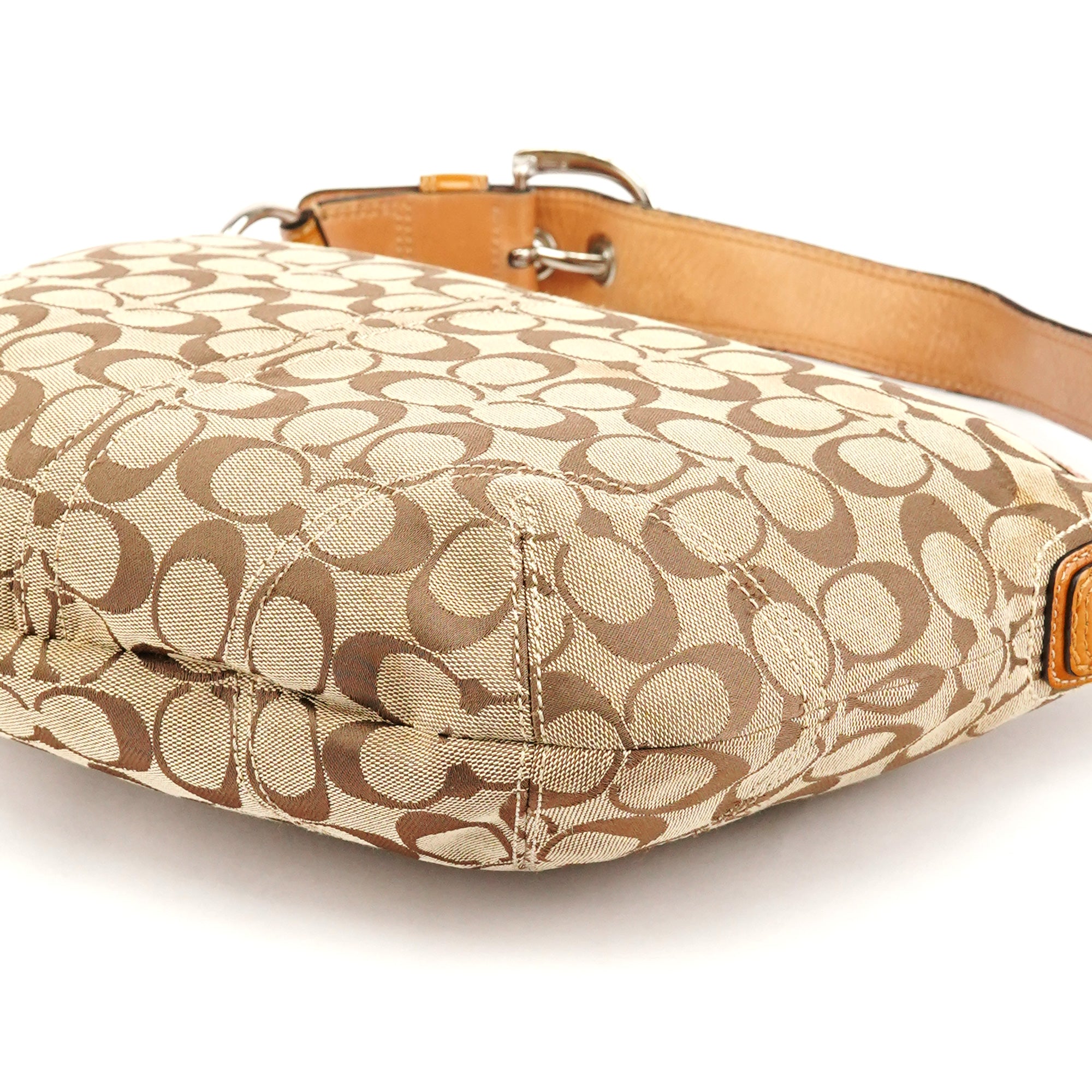 Coach F13115 Beige Signature Hobo Shoulder Bag
