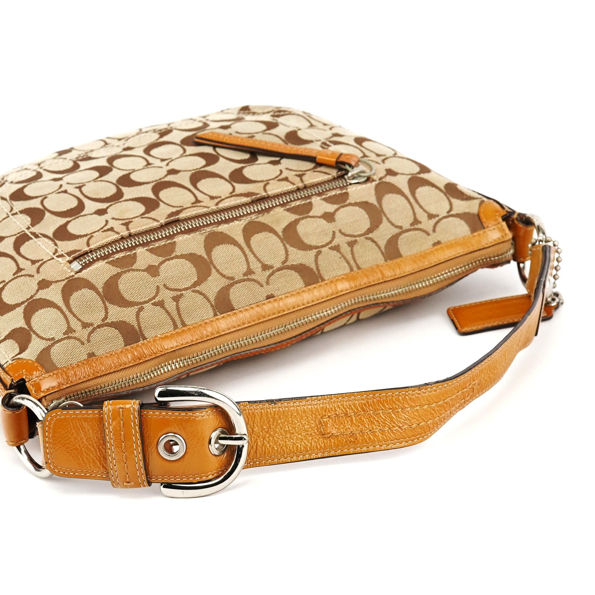 Coach F13115 Beige Signature Hobo Shoulder Bag