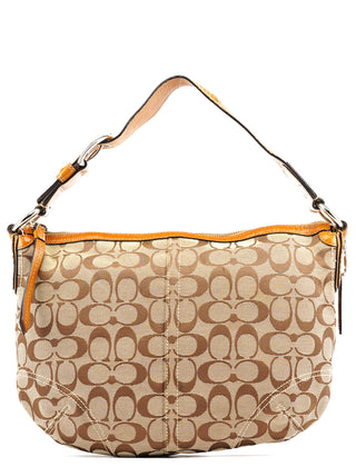 Coach F13115 Beige Signature Hobo Shoulder Bag