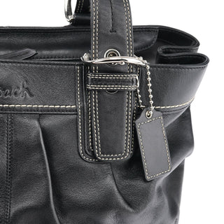 Coach F13732 Black Leather Ruched Soho Tote Bag