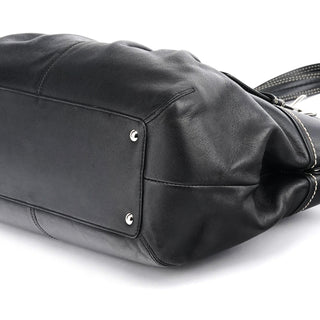 Coach F13732 Black Leather Ruched Soho Tote Bag