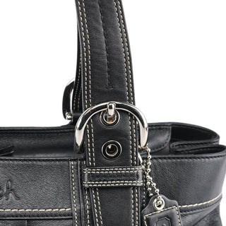 Coach F13732 Black Leather Ruched Soho Tote Bag