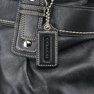 Coach F13732 Black Leather Ruched Soho Tote Bag