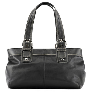 Coach F13732 Black Leather Ruched Soho Tote Bag
