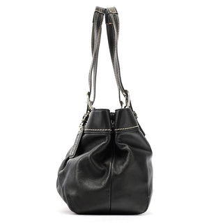 Coach F13732 Black Leather Ruched Soho Tote Bag