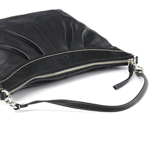 Coach F13764 Black Leather Hobo Shoulder Bag