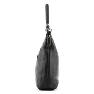 Coach F13764 Black Leather Hobo Shoulder Bag