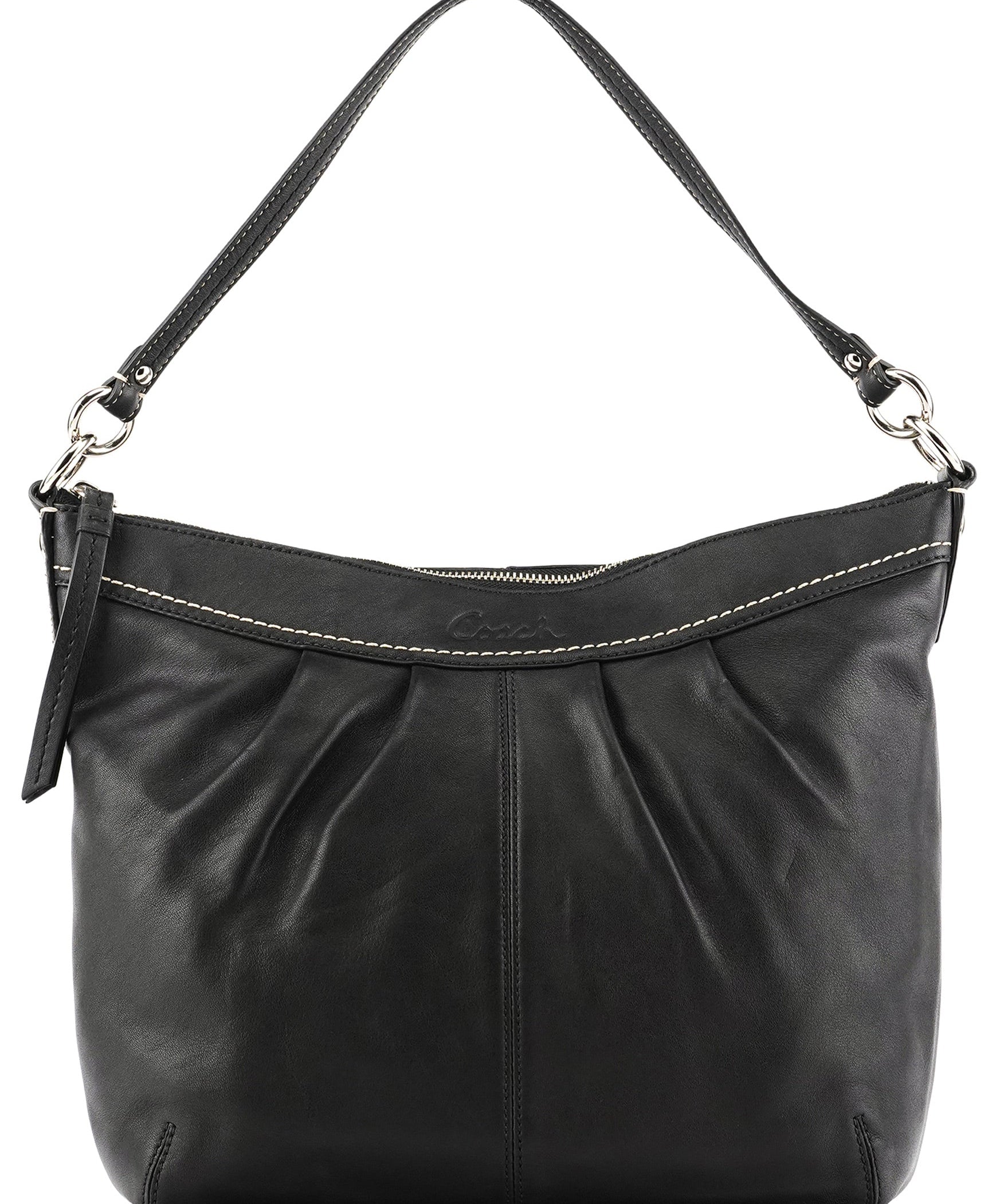 Coach F13764 Black Leather Hobo Shoulder Bag