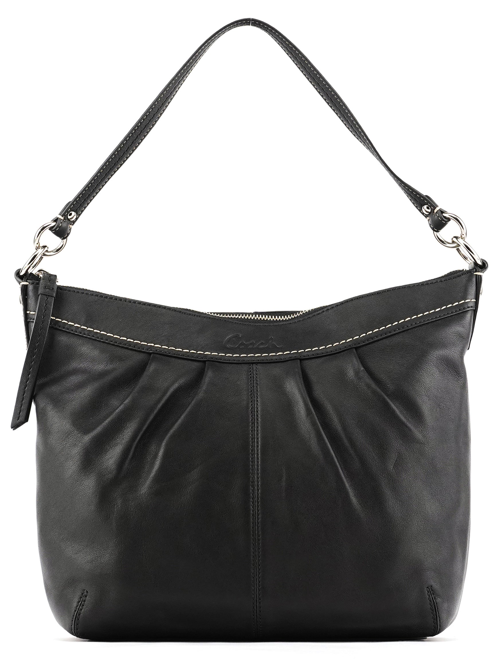 Coach F13764 Black Leather Hobo Shoulder Bag
