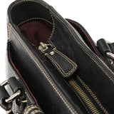 Coach F13960 Black Pebbled Leather Turnlock Tote Bag