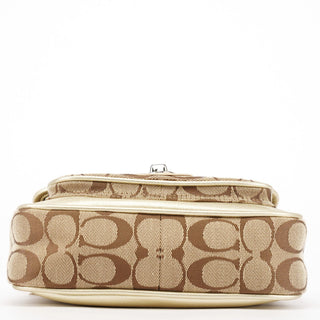 Coach F14282 Beige Gold Signature Turnlock Bag