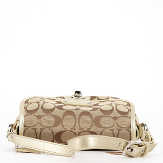 Coach F14282 Beige Gold Signature Turnlock Bag