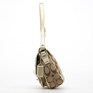 Coach F14282 Beige Gold Signature Turnlock Bag