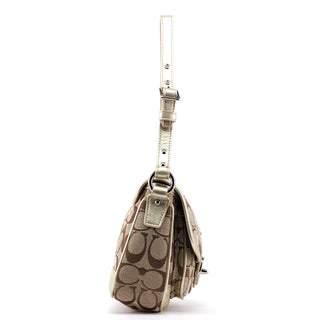 Coach F14282 Beige Signature C Turnlock Shoulder Bag