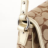 Coach F14282 Beige Signature C Turnlock Shoulder Bag