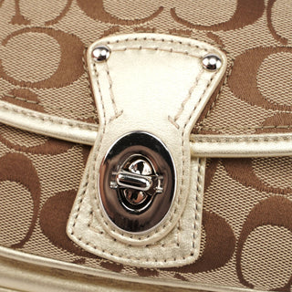 Coach F14282 Beige Signature C Turnlock Shoulder Bag